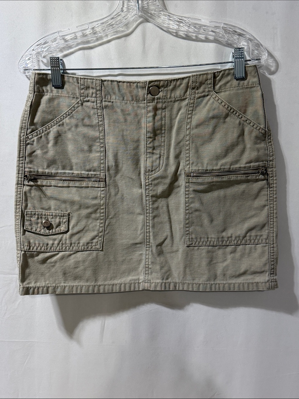 Mixit Beige Cotton Mini Skirt with Utility Pockets